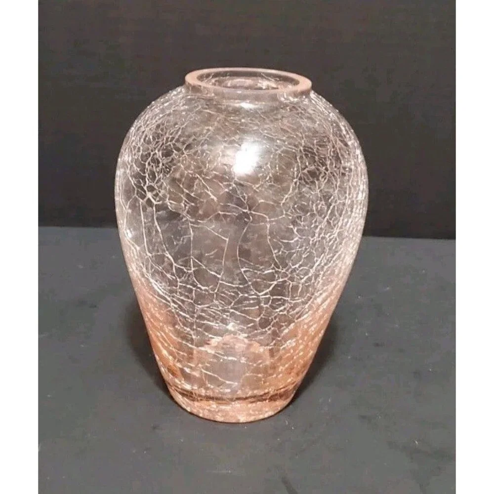Silvestri Crackle Glass Vase Handcrafted 6